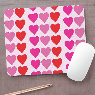 Tollkühne rote rosa Fuchsien-Herzen Valentinsmuste Mousepad