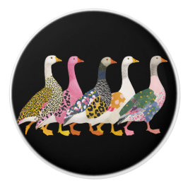 Tollpatschige bunte Gänse Keramikknauf