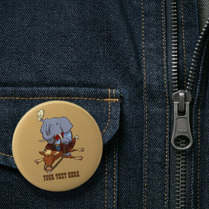 Tollpatschiger Cowboy-Elefant Lustiger Pferdereite Button