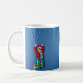 Tollpatschiger Fallschirmspringer-Clown Kaffeetasse (Links)