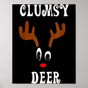 Tollpatschiger Weihnachtsrentier-Angler jagt Hirsc Poster
