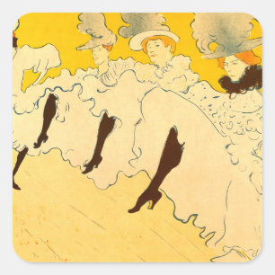 Tolouse Lautrec Dancing Girls Gelb Quadratischer Aufkleber