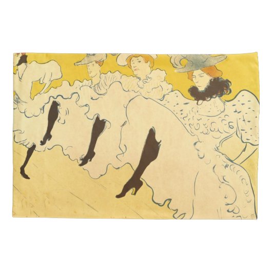 Tolouse-Lautrec Dancing Girls Yellow Poster Art Kissenbezug (Rückseite)