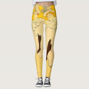Tolouse-Lautrec Dancing Girls Yellow Poster Art Leggings