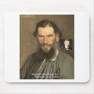 Tolstoi "Nietzsche = Dumm" Zitat Geschenke T-Shirt Mousepad