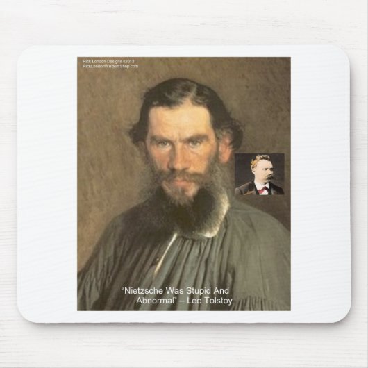 Tolstoi "Nietzsche = Stupid" Zitat Geschenke T-Shi Mousepad (Vorne)