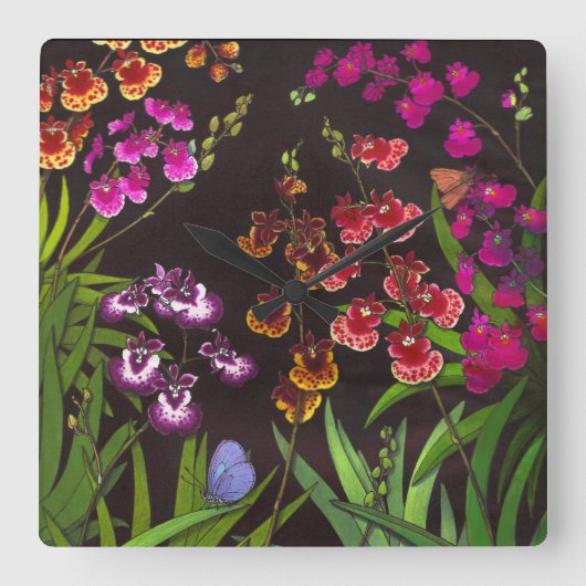 Tolumnia Equitant Oncidium Quadratische Wanduhr (Vorderseite)