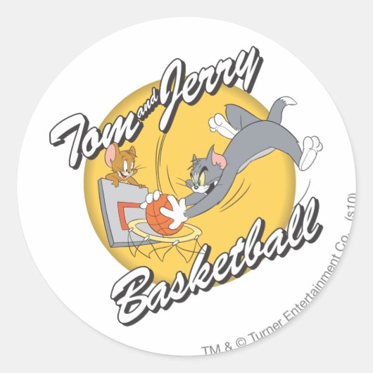 Tom and Jerry Basketball 2 Runder Aufkleber (Vorderseite)