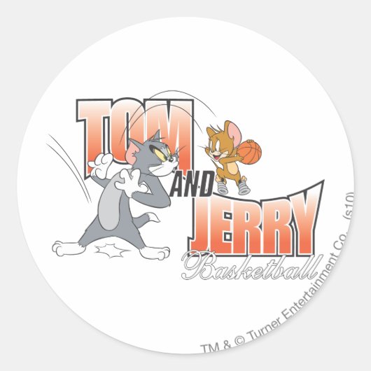 Tom and Jerry Basketball 3 Runder Aufkleber (Vorderseite)
