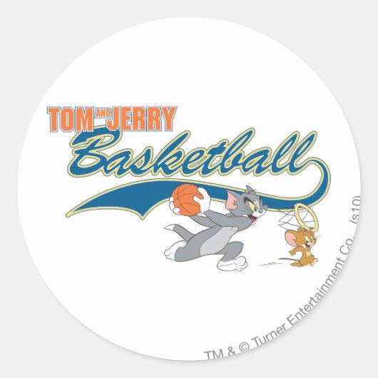 Tom and Jerry Basketball 5 Runder Aufkleber (Vorderseite)