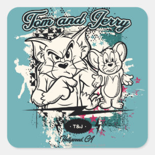 Tom and Jerry Hollywood CA Quadratischer Aufkleber