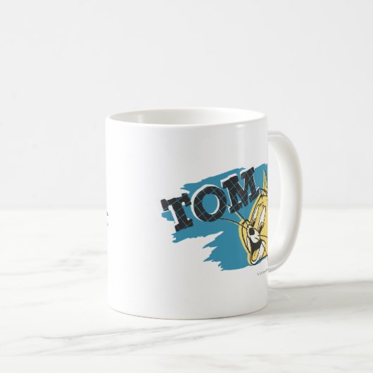 Tom Blue und Yellow Logo Kaffeetasse (VorderseiteRechts)
