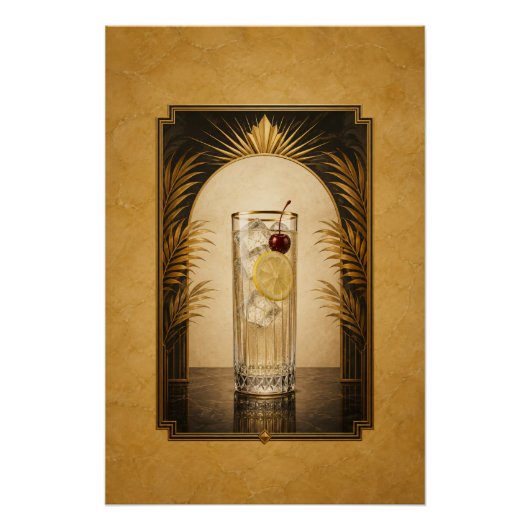 Tom Collins Art Deco Poster | Bar Kunst (Vorderseite)