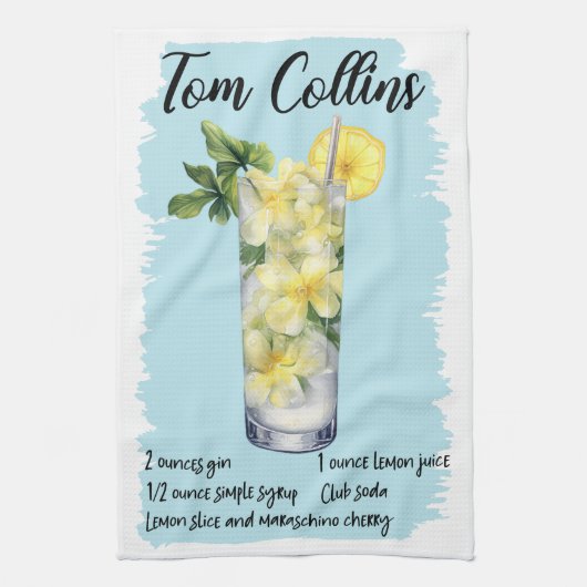 Tom Collins Cocktail Rezept Geschirrtuch (Vertikal)