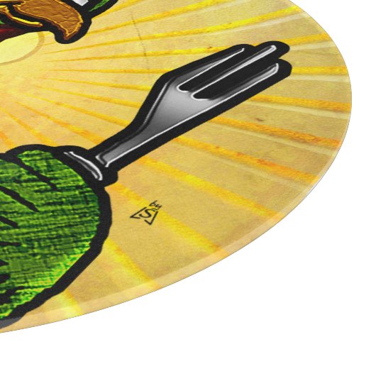 Tom Foolery (Funny Erntedank Turkey) Charcuteri Schneidebrett (Ecke)