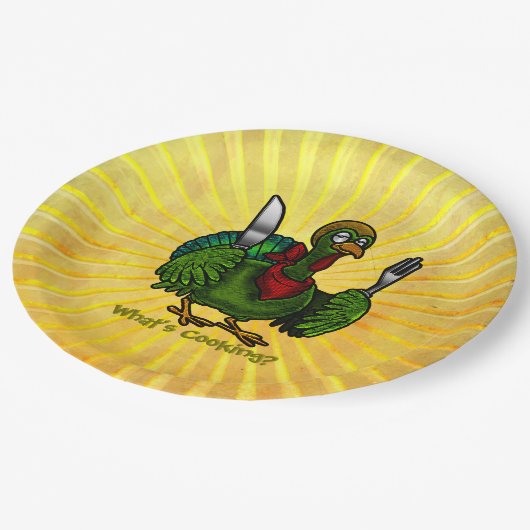 Tom Foolery Funny Türkei in Sunshine Pappteller (Schrägansicht)