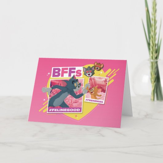 Tom & Jerry Beste Freundinnen Foto Emoji Collage Karte (Vorderseite)