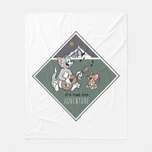 Tom & Jerry "Es ist Zeit für Abenteuer" Fleecedecke (Vorderseite)