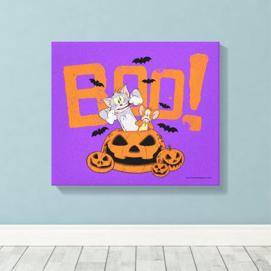 Tom & Jerry | Frohe Halloween Boo Leinwanddruck (Insitu (Holzboden))