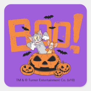 Tom & Jerry Frohe Halloween Boo Quadratischer Aufkleber