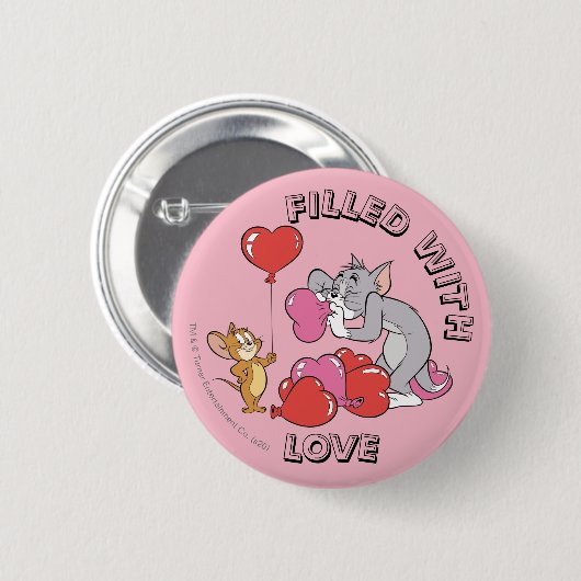 Tom & Jerry Inflate Valentine Heart Balloons Button (Vorne & Hinten)