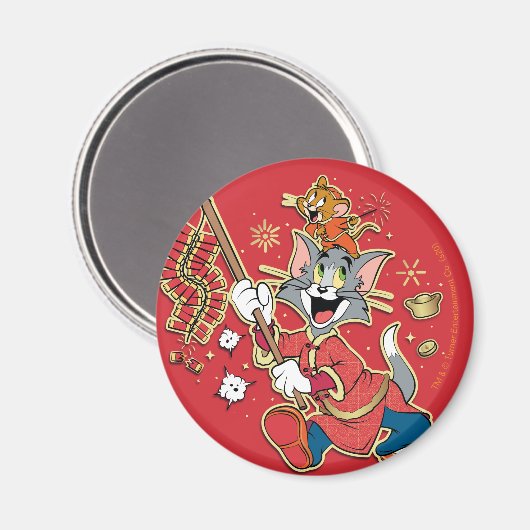 Tom & Jerry Lighting Firecracker Magnet (Vorderseite/Rückseite)