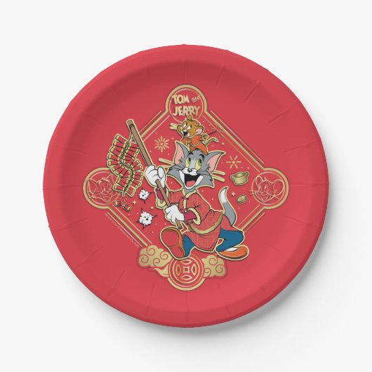 Tom & Jerry Lighting Firecracker Pappteller (Vorderseite)