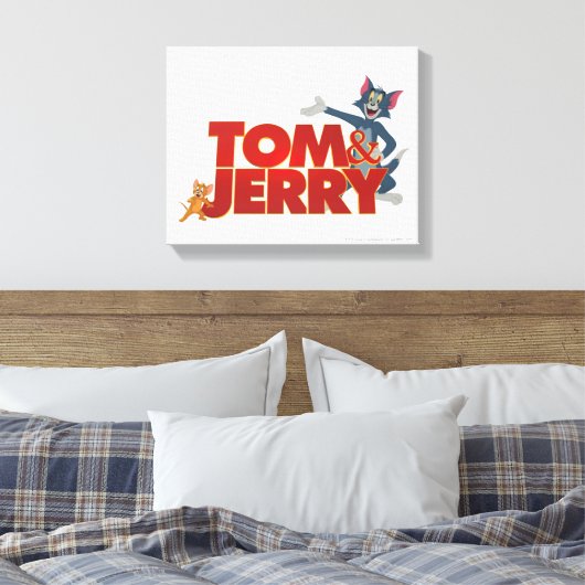 Tom & Jerry mit Filmlogo Leinwanddruck (Insitu (Schlafzimmer))