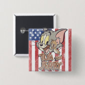 Tom & Jerry mit US-Flagge Button (Vorne & Hinten)