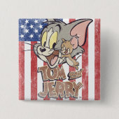 Tom & Jerry mit US-Flagge Button (Vorderseite)