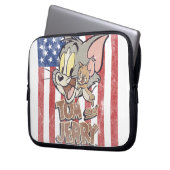 Tom & Jerry mit US-Flagge Laptopschutzhülle (Vorderseite Links)