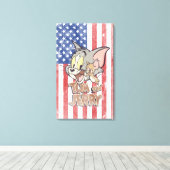 Tom & Jerry mit US-Flagge Leinwanddruck (Insitu (Holzboden))