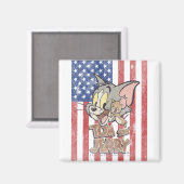 Tom & Jerry mit US-Flagge Magnet (Vorderseite/Rückseite)