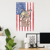 Tom & Jerry mit US-Flagge Poster (Heimbüro)