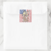 Tom & Jerry mit US-Flagge Quadratischer Aufkleber (Tasche)