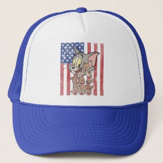 Tom & Jerry mit US-Flagge Truckerkappe