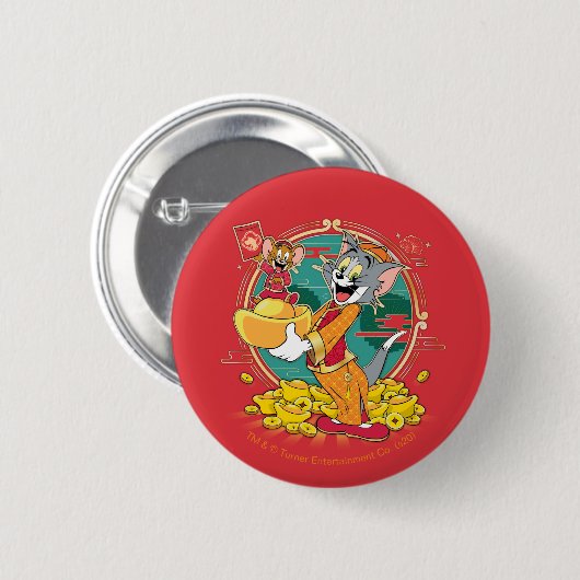 Tom & Jerry New Years Red Envelope Button (Vorne & Hinten)