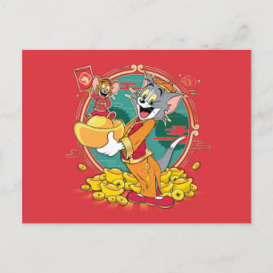 Tom & Jerry New Years Red Envelope Feiertagspostkarte