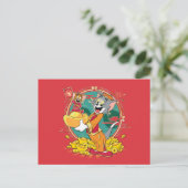Tom & Jerry New Years Red Envelope Feiertagspostkarte (Stehend Vorderseite)