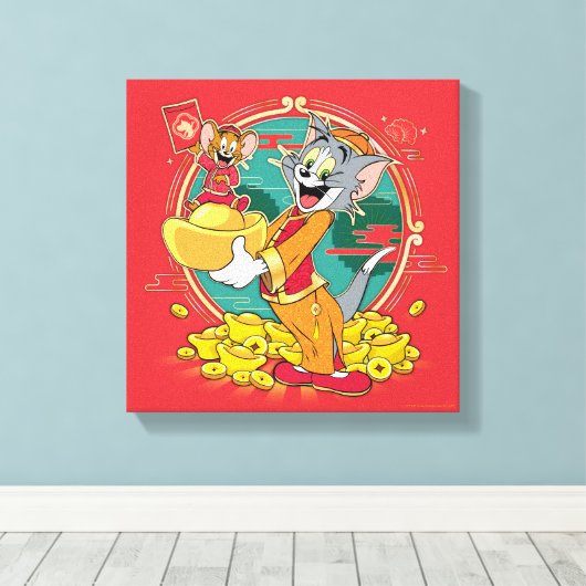 Tom & Jerry New Years Red Envelope Leinwanddruck (Insitu (Holzboden))