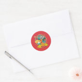 Tom & Jerry New Years Red Envelope Runder Aufkleber (Umschlag)