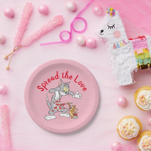 Tom & Jerry Painting Valentine Hearts Pappteller (Party)