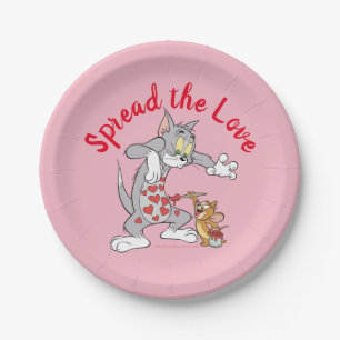 Tom & Jerry Painting Valentine Hearts Pappteller