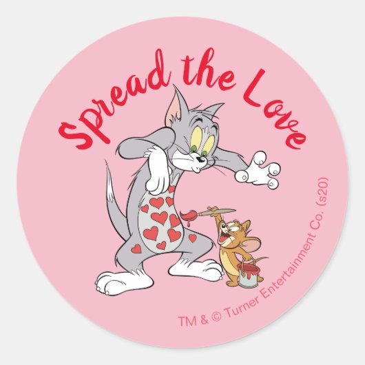 Tom & Jerry Painting Valentine Hearts Runder Aufkleber (Vorderseite)
