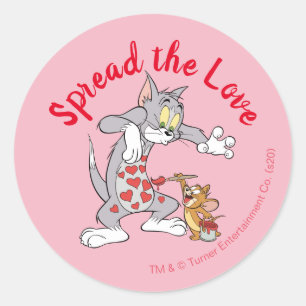 Tom & Jerry Painting Valentine Hearts Runder Aufkleber