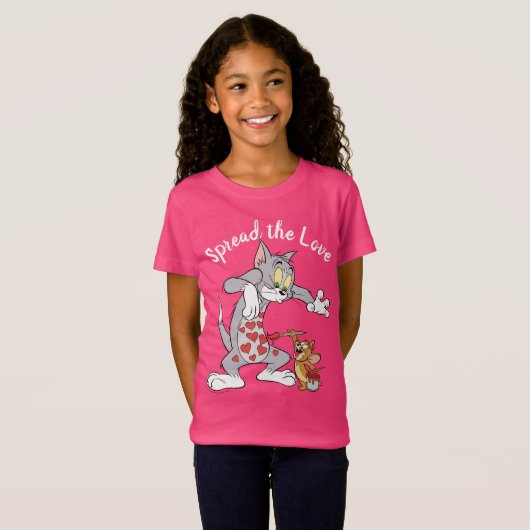 Tom & Jerry Painting Valentine Hearts T-Shirt (Vorne ganz)