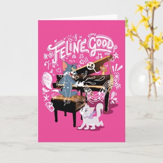 Tom & Jerry Play Piano - Feline Good Karte (Gelbe Blume)
