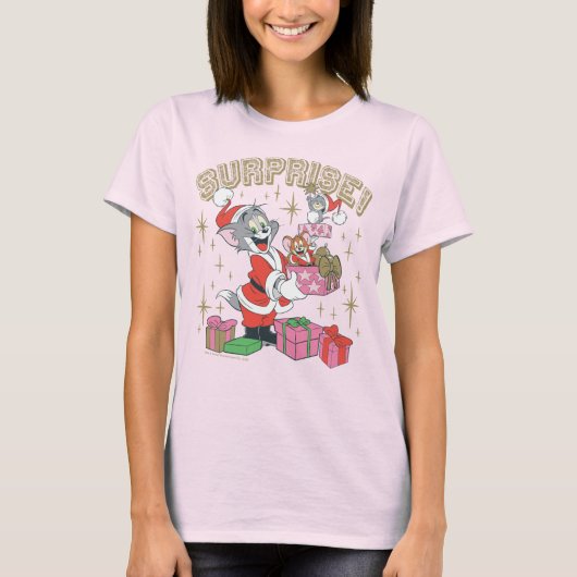 Tom, Jerry und Nibbles Holiday Überraschung T-Shirt (Vorderseite)