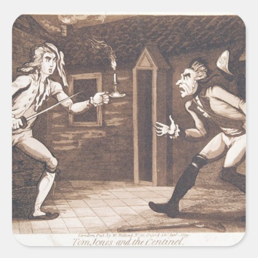 Tom Jones and the Centinel, 1799 Quadratischer Aufkleber (Vorderseite)