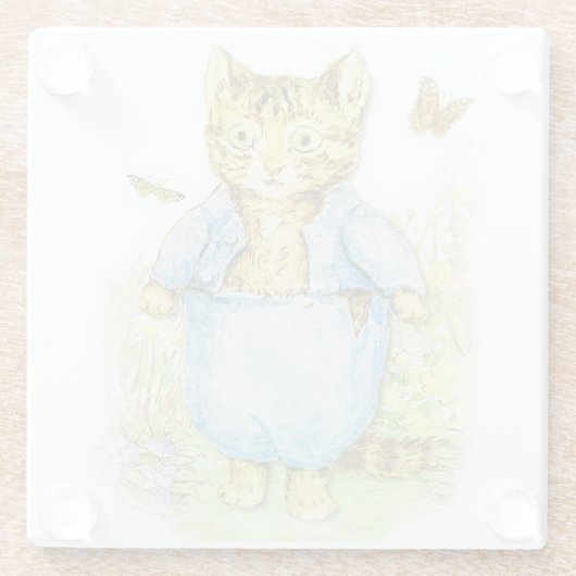 Tom Kitten in seinem blauen Anzug von Beatrix Pott Glasuntersetzer (Rückseite)